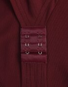 by swan Body petrecut din vâscoză cu mâneci lungă în stil bufă Biscuis Bordo
