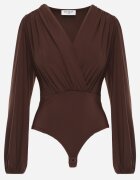 by swan Body petrecut din vâscoză cu mâneci lungă în stil bufă Biscuis Maro