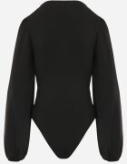 by swan Body petrecut din vâscoză cu mâneci lungă în stil bufă Biscuis Negru