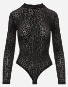 by swan Body transparent cu vâscoză cu motiv de panteră Tiraelle Negru