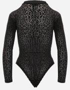 by swan Body transparent cu vâscoză cu motiv de panteră Tiraelle Negru