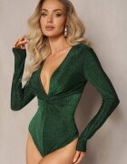 by swan Body Verde Metalic cu Drapaj și Legătură Decorativă Teinia