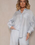 by swan Cămașă albastră deschisă Oversize în Stil Clasic cu Buzunar Liozira