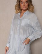 by swan Cămașă albastră deschisă Oversize în Stil Clasic cu Buzunar Liozira