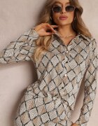 by swan Cămașă Bej Decorată cu Model Ornamental Ziacahe