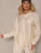 by swan Cămașă Bej deschis Oversize în Stil Clasic cu Buzunar Liozira