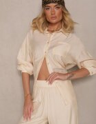 by swan Cămașă Bej deschis Oversize în Stil Clasic cu Buzunar Liozira