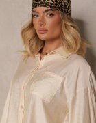by swan Cămașă Bej deschis Oversize în Stil Clasic cu Buzunar Liozira