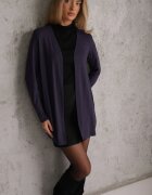 by swan Cardigan neîncheiat din bumbac în stil Basic Kireal Bleumarin
