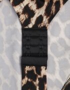 by swan Corset body cu mânecă lungă cu vâscoză și balene Frutesa Imprimeu Imprimeu leopard