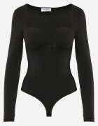 by swan Corset body cu mânecă lungă cu vâscoză și balene Frutesa Imprimeu Negru