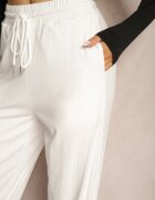 by swan Pantaloni Albi de trening din bumbac cu talie înaltă și șnur Letenti