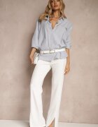 by swan Pantaloni Albi din Viscoză Talie Înaltă în Stil Elegant Tatariela