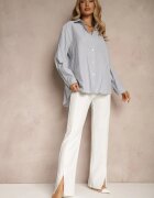 by swan Pantaloni Albi din Viscoză Talie Înaltă în Stil Elegant Tatariela