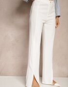 by swan Pantaloni Albi din Viscoză Talie Înaltă în Stil Elegant Tatariela