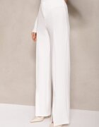 by swan Pantaloni Albi Eleganti Talie Înaltă cu Croială Largă din Viscoză și Fante Yurlea