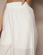by swan Pantaloni Albi Palazzo cu Talie Înaltă Picior Larg și Elastic în Talie Jenarielis