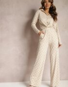 by swan Pantaloni bej cu croială largă cu imprimeu decorativ cu buzunare Ashel