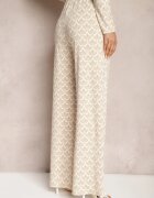 by swan Pantaloni bej cu croială largă cu imprimeu decorativ cu buzunare Ashel
