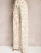 by swan Pantaloni bej cu croială largă cu imprimeu decorativ cu buzunare Ashel