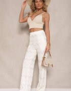 by swan Pantaloni Bej deschis din Viscoză Croială largă High Waist Weralis