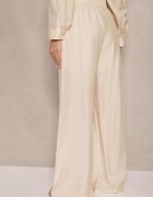 by swan Pantaloni Bej deschis Palazzo Talie înaltă cu picior larg și elastic în talie Jenarielis