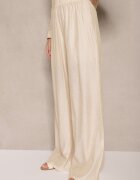 by swan Pantaloni Bej deschis Palazzo Talie înaltă cu picior larg și elastic în talie Jenarielis