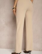 by swan Pantaloni bej din vâscoză High Waist în stil elegant Tatariela