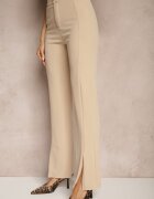 by swan Pantaloni bej din vâscoză High Waist în stil elegant Tatariela