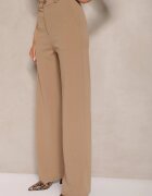 by swan Pantaloni bej închis croială tip costum din viscoză cu picioare drepte Senarielia
