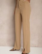 by swan Pantaloni Bej închis cu Viscoză High Waist în Stil Elegant Tatariela