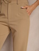 by swan Pantaloni bej închis din viscoză cu croială de costum High Waist Senaridra