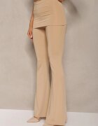 by swan Pantaloni elastici bej cu croială clopot talie înaltă din material modelator Ivolea