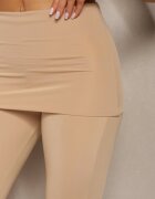 by swan Pantaloni elastici bej cu croială clopot talie înaltă din material modelator Ivolea