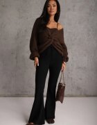 by swan Pantaloni flare modelatori din tricot din bumbac Tirena Negri