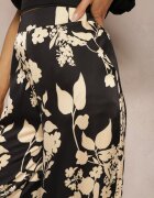 by swan Pantaloni Palazzo Largi Negru-Bej cu elastic în talie și talie înaltă Dimianna