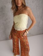 by swan Pantaloni Portocalii-Galbeni Stil Palazzo Decorați cu Sclipici cu Elastic în Talie Hinlea