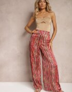 by swan Pantaloni Roșii Stil Palazzo Decorate cu Sclipici Cu Elastic în Talie Hinlea