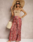 by swan Pantaloni Roșii Stil Palazzo Decorate cu Sclipici Cu Elastic în Talie Hinlea