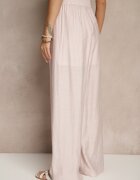 by swan Pantaloni roz deschis Palazzo cu talie înaltă și picior larg și talie elastică Jenarielis