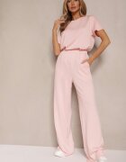 by swan Pantaloni roz din viscoză cu croială largă cu zirconii Zeleria