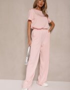 by swan Pantaloni roz din viscoză cu croială largă cu zirconii Zeleria