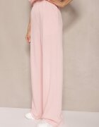 by swan Pantaloni roz din viscoză cu croială largă cu zirconii Zeleria