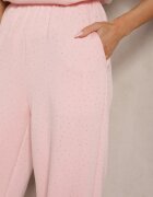 by swan Pantaloni roz din viscoză cu croială largă cu zirconii Zeleria