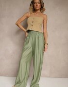by swan Pantaloni Verzi Palazzo Talie înaltă cu picior larg și elastic în talie Jenarielis