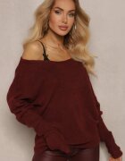 by swan Pulover Bordeaux cu In Oversize cu Decolteu Barcă Sassista