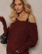 by swan Pulover Bordeaux cu In Oversize cu Decolteu Barcă Sassista