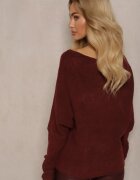 by swan Pulover Bordeaux cu In Oversize cu Decolteu Barcă Sassista