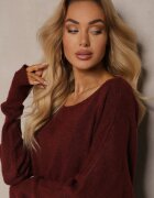by swan Pulover Bordeaux cu In Oversize cu Decolteu Barcă Sassista