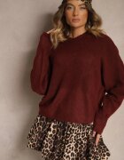 by swan Pulover Bordo Casual cu Lână Sassilae